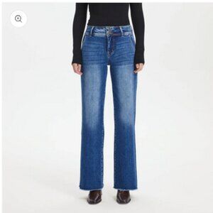 BAYEAS - STRAIGHT JEANS WITH RAW HEM DARK BLUE